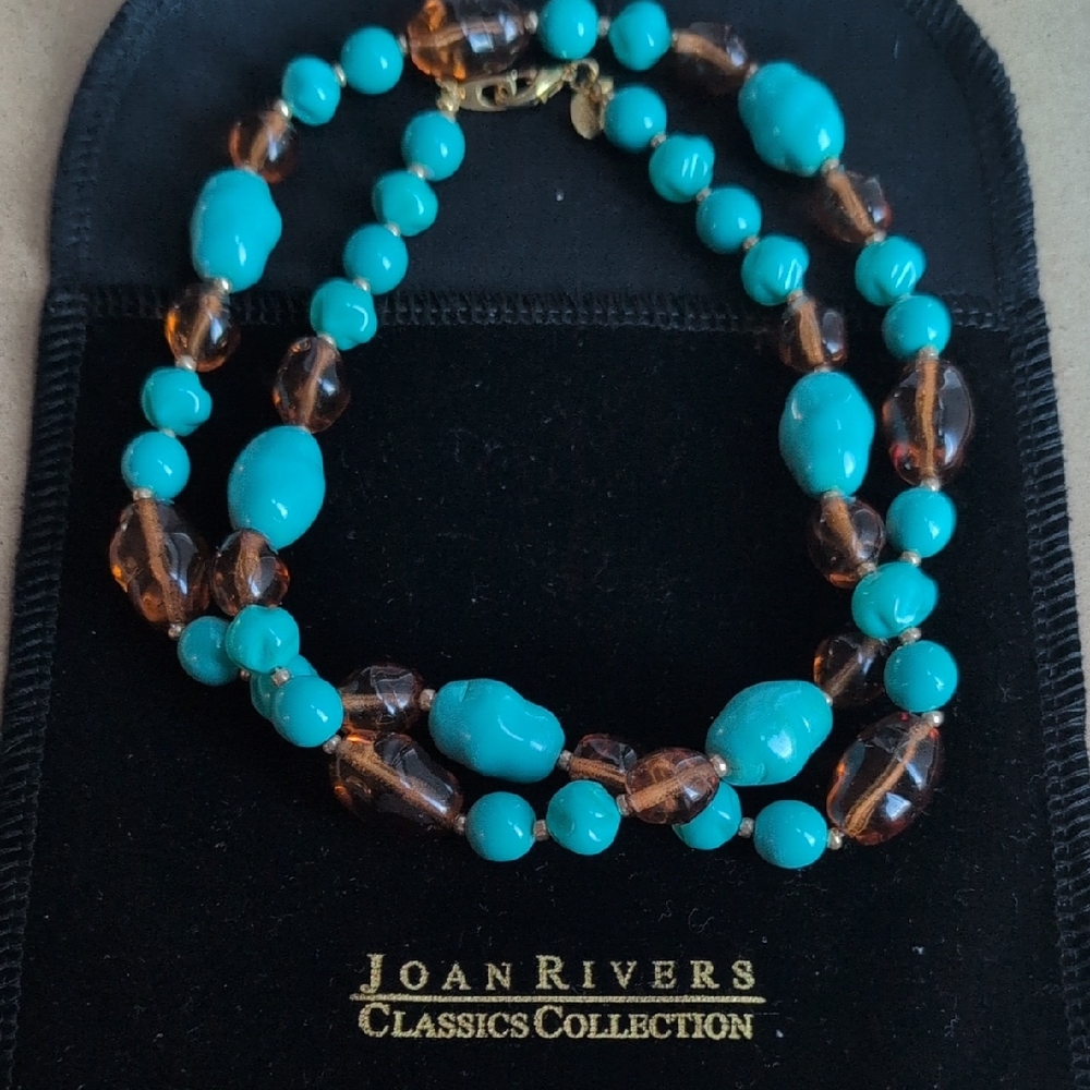 Joan Rivers Turquoise and Brown Necklace